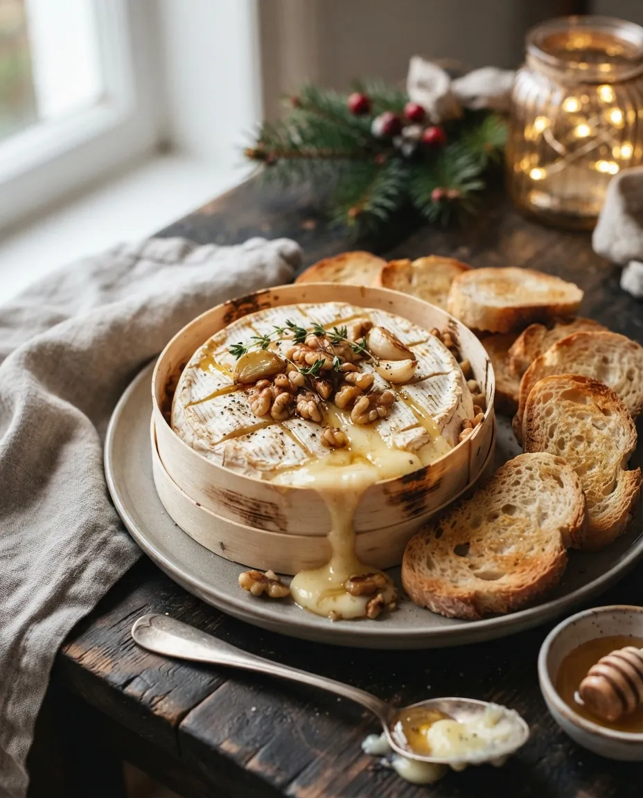 Camembert rôti au miel, à l’ail et aux noix